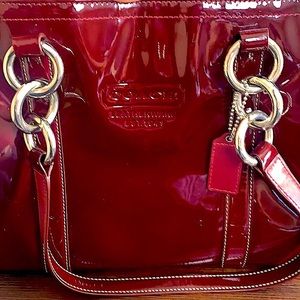 COACH | Paten Leather | Wine Burgundy | Tote Handbag with Dust Bag | F12838